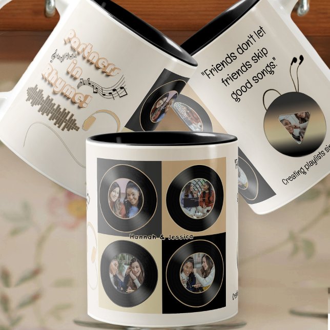 Caneca De Café Em Dois Tons Neutral Best Friend Vinyl Photo Personalized Gift  (Criador carregado)