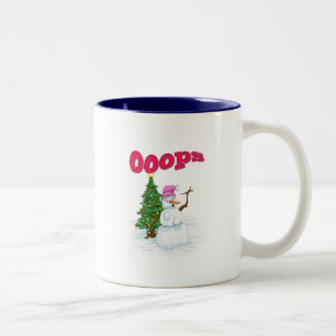 Caneca De Café Em Dois Tons Neve com árvore de natal