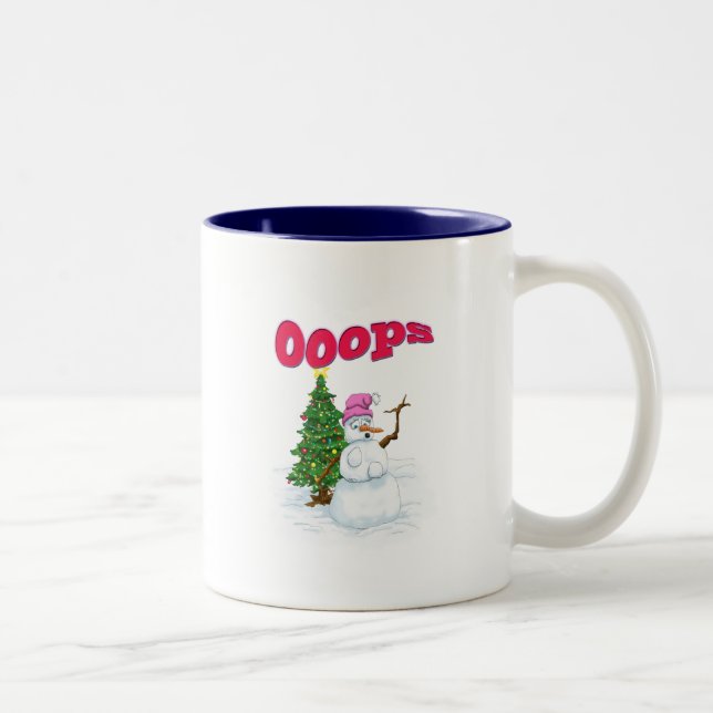 Caneca De Café Em Dois Tons Neve com árvore de natal (Direita)