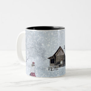 Caneca De Café Em Dois Tons Neve de Natal na Cabina
