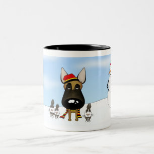 Caneca De Café Em Dois Tons Neve do inverno de Malinois do belga