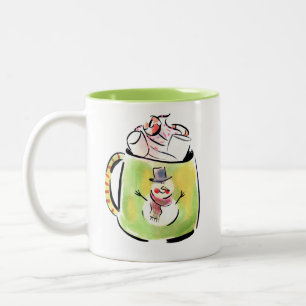 Caneca De Café Em Dois Tons Neve e cacau