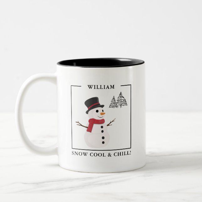 Caneca De Café Em Dois Tons Neve Legal e relaxe o Snowman Mug - Presente (Esquerda)