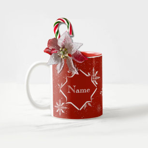 Caneca De Café Em Dois Tons Neve Vermelha na Canvas Branca