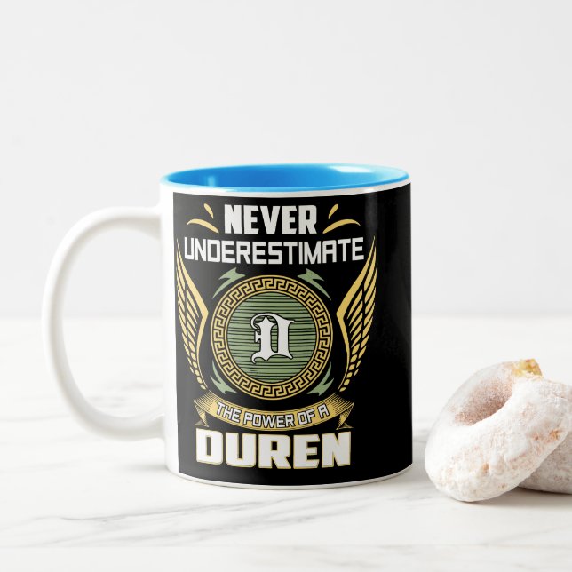 Caneca De Café Em Dois Tons Never Underestimate The Power Of A Duren (Com Donut)