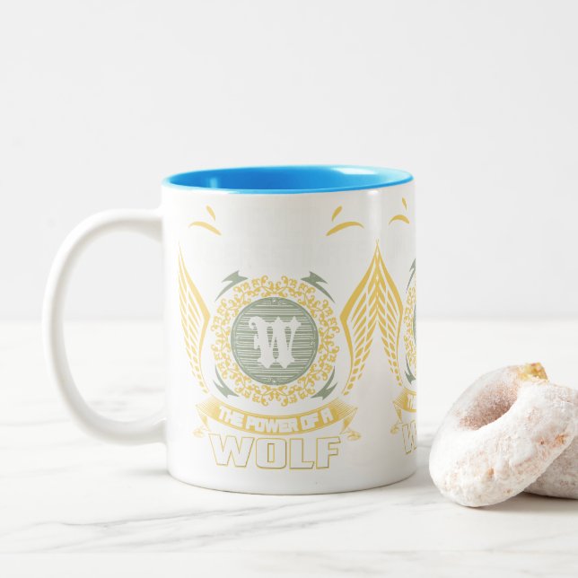 Caneca De Café Em Dois Tons Never Underestimate The Power Of A Wolf (Com Donut)