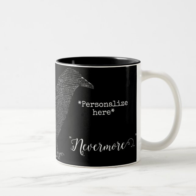 Caneca De Café Em Dois Tons NEVERMORE the poem The Raven  (Direita)