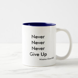 Caneca De Café Em Dois Tons NeverNeverNeverGive acima, Winston Churchill