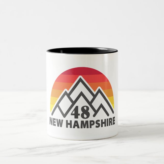 Caneca De Café Em Dois Tons New Hampshire 48 Retro Mountain (Centro)