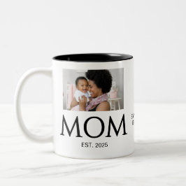 Caneca De Café Em Dois Tons New Mom Gift Custom Text Photo Mom Established