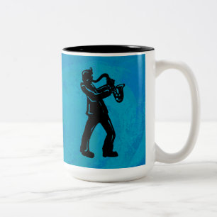 Caneca De Café Em Dois Tons New York Boogie Nights Saxophone Blue