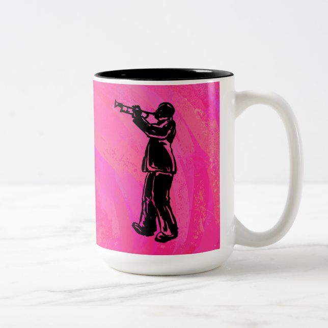Caneca De Café Em Dois Tons New York Boogie Nights Trumpet rosa quente (Direita)