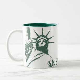 Caneca De Café Em Dois Tons New York Mug, Estátua do Café da Liberdade em No