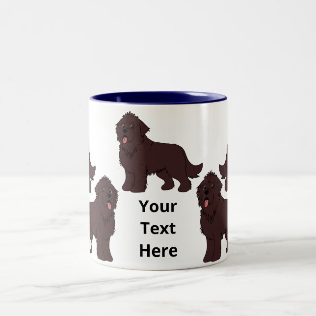 Caneca De Café Em Dois Tons Newfoundland marrom de desenho animado personalizá (Centro)
