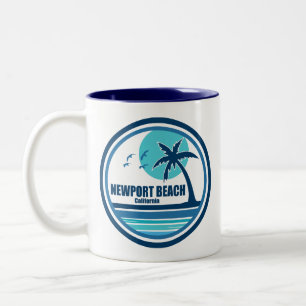 Caneca De Café Em Dois Tons Newport Beach Califórnia Palmeira Pássaros