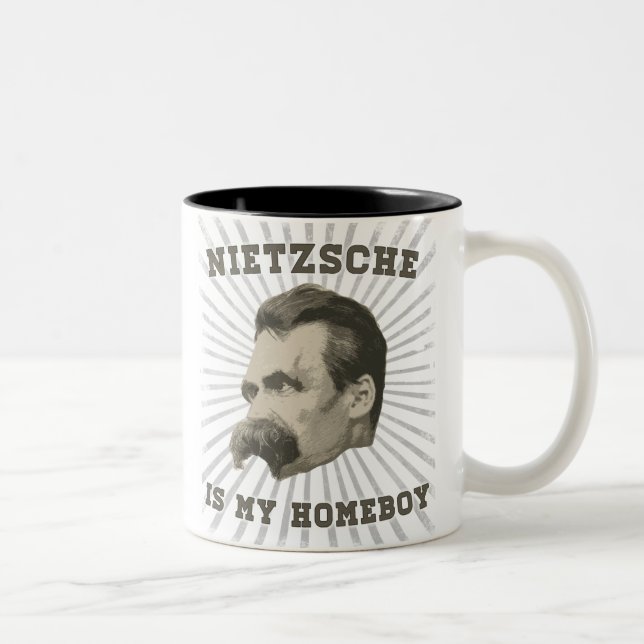 Caneca De Café Em Dois Tons Nietzsche É Meu Ficar em casa (Direita)