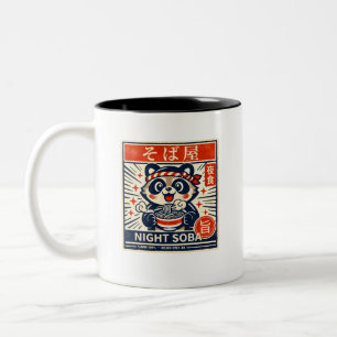 Caneca De Café Em Dois Tons NIGHT SOBA   Estética Mínima de Comida de Rua Japo