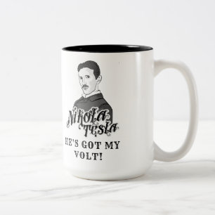 Caneca De Café Em Dois Tons Nikola Tesla Pegou Meu Volt