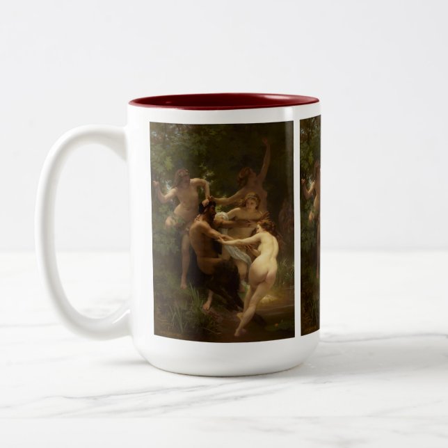 Caneca De Café Em Dois Tons Ninfas e Satyr por William-Adolphe Bouguereau (Esquerda)