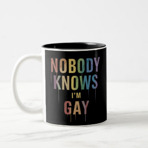 Caneca De Café Em Dois Tons Ninguém Sabe que Sou Gay, LGBT, Orgulho Gay Divert
