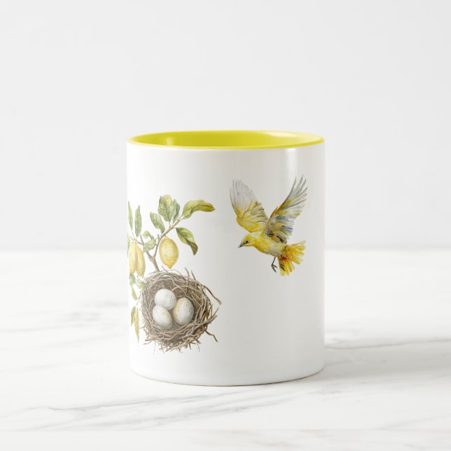 Caneca De Café Em Dois Tons Ninho de Pássaro Limões Amarelos (Centro)