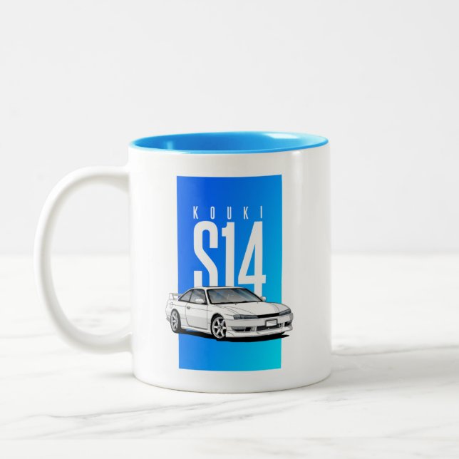 Caneca De Café Em Dois Tons Nissan Silvia S14 Kouki 200sx (Esquerda)