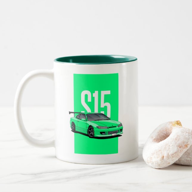 Caneca De Café Em Dois Tons Nissan Silvia S15 (Com Donut)
