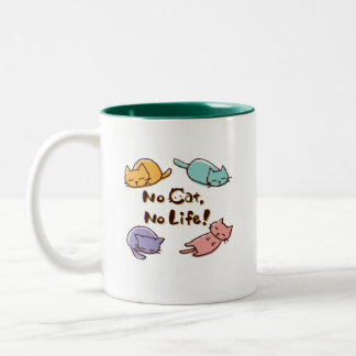 Caneca De Café Em Dois Tons No Cat No Life! / Cute Loose Cat Illustration with