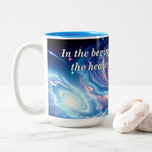 Caneca De Café Em Dois Tons No começo, Deus e Criação Verso