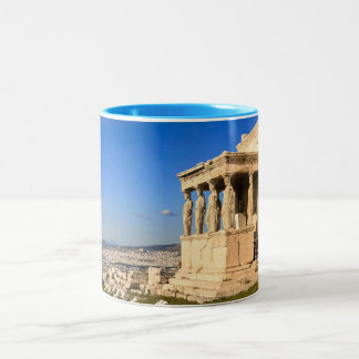 Caneca De Café Em Dois Tons No Horizonte Azul Grego