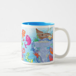Caneca De Café Em Dois Tons No Oceano