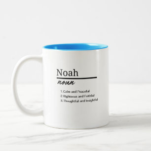 Caneca De Café Em Dois Tons Noah, Menino Definição de Nome Personalizado