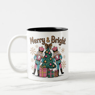 Caneca De Café Em Dois Tons Noel Alegre e Brilhante Coquette Quebra-Nozes Leop