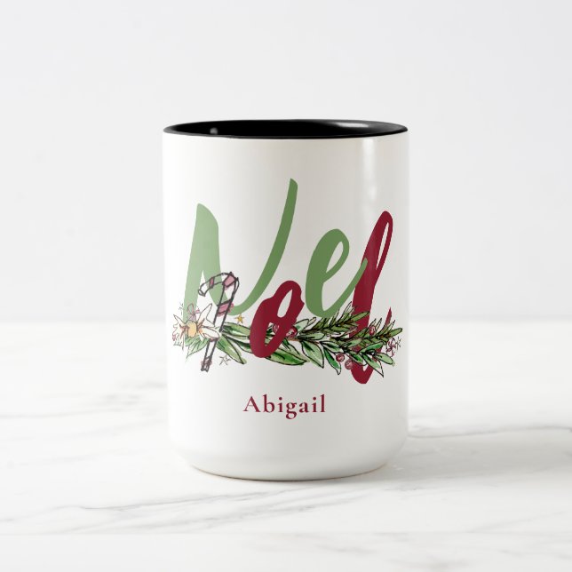 Caneca De Café Em Dois Tons Noel de Natal Personalizado (Centro)