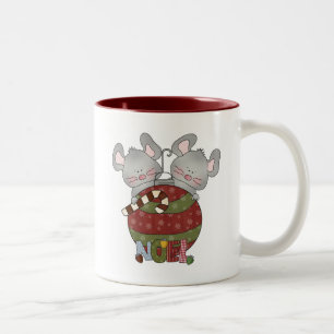 Caneca De Café Em Dois Tons Noel Mice Holiday T-shirts e presentes