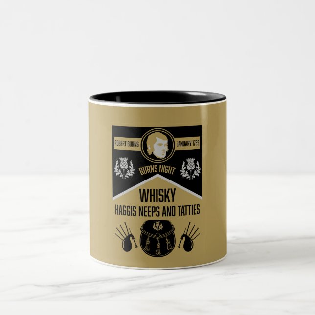 Caneca De Café Em Dois Tons Noite de Burns Escocês (Centro)