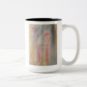 Caneca De Café Em Dois Tons Noite De Impressão De Aquarela De Lua Vermelha