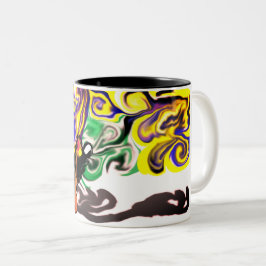 Caneca De Café Em Dois Tons Noite de lobo estrelada