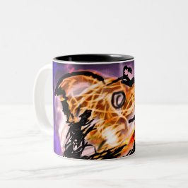 Caneca De Café Em Dois Tons Noite de lobo sozinho