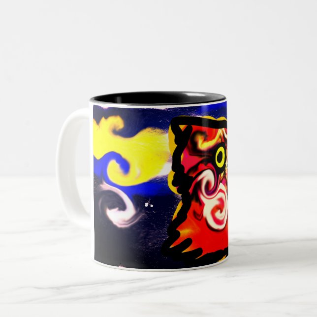 Caneca De Café Em Dois Tons Noite de onda de lobo (Frente Esquerda)