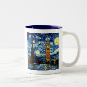 Caneca De Café Em Dois Tons Noite Estrelada Big Ben Londres Inglaterra