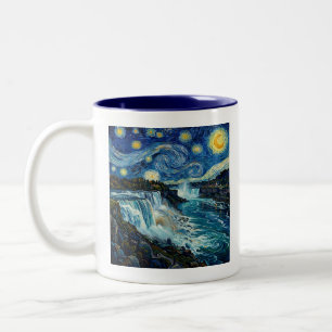 Caneca De Café Em Dois Tons Noite Estrelada Cataratas do Niágara