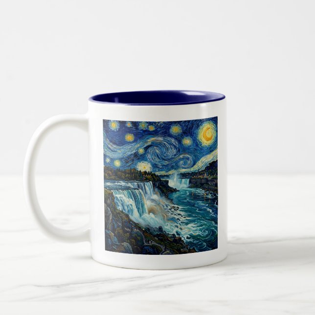Caneca De Café Em Dois Tons Noite Estrelada Cataratas do Niágara (Esquerda)
