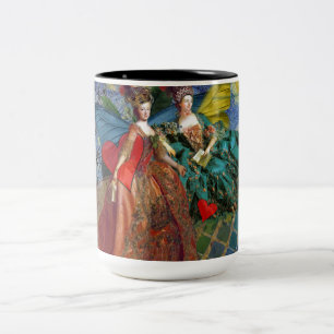 Caneca De Café Em Dois Tons Noite Estrelada Donzelas Rococó Asas de Borboleta