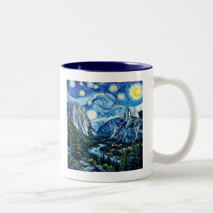 Caneca De Café Em Dois Tons Noite Estrelada Parque Nacional de Yosemite