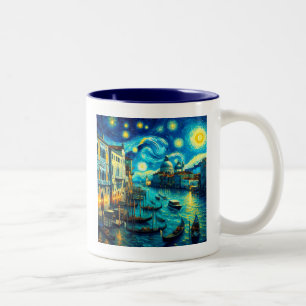Caneca De Café Em Dois Tons Noite Estrelada Veneza Itália