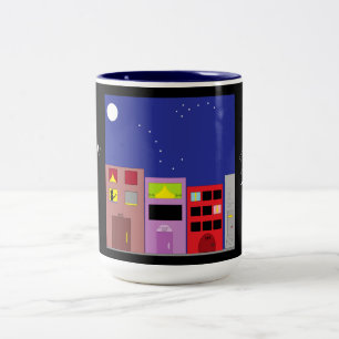 Caneca De Café Em Dois Tons Noite na Cidade: