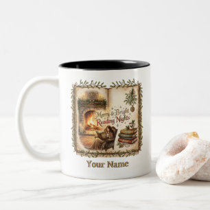 Caneca De Café Em Dois Tons Noites de Leitura Alegre e Brilhante Livro Aberto