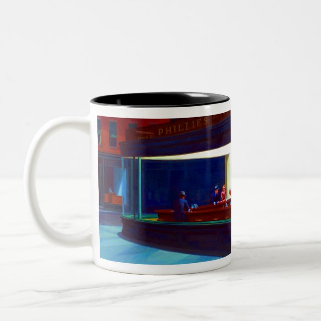 Caneca De Café Em Dois Tons Noitibós-americanos de Edward Hopper (Esquerda)