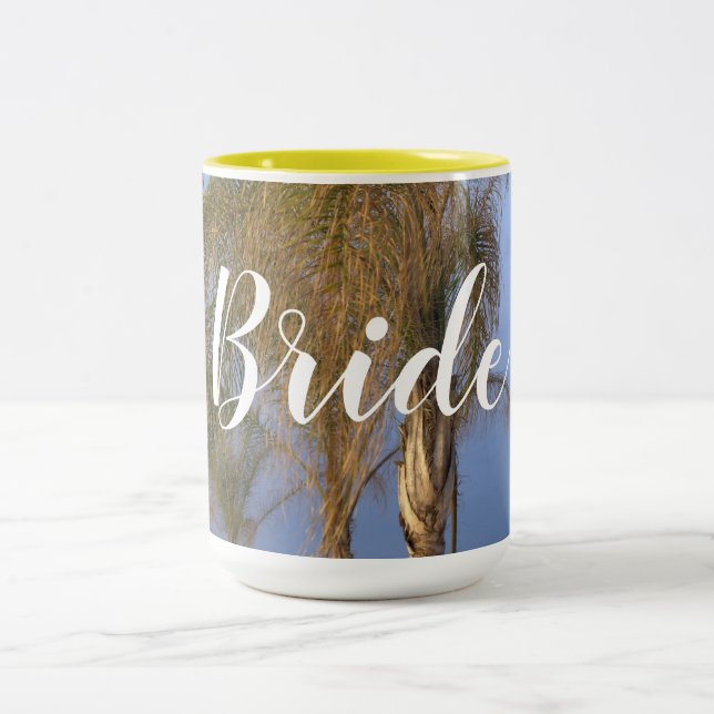Caneca De Café Em Dois Tons Noiva Palm Trees Casando Mugs (Centro)